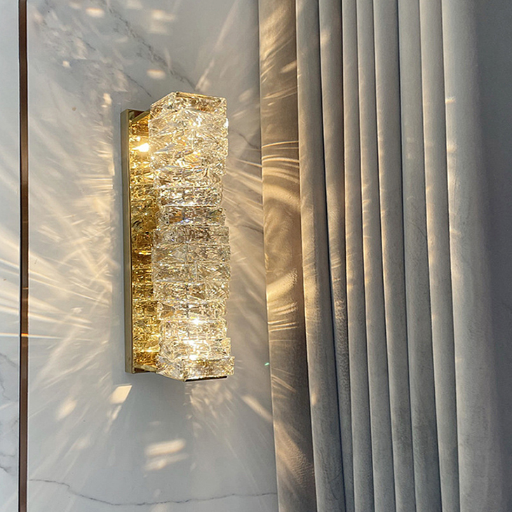 Modern Crystal Glass Wall Sconce Lamp for Light Luxury Home Decor in Living Room, Bedroom, or Study