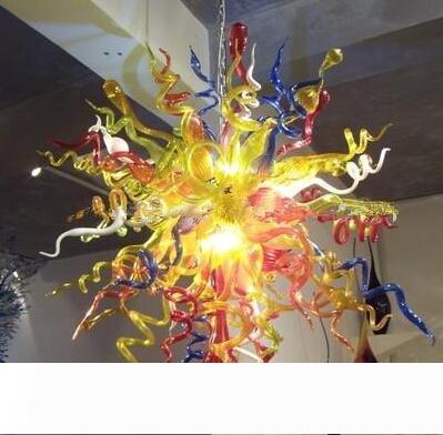Modern crystal LED chandeliers for living rooms, foyers, and homes with hand-blown glass pendant lamps on chains
