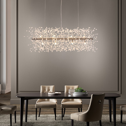 Modern crystal pendant chandeliers with LED lights, featuring romantic flower and dandelion designs for indoor spaces like hotels, homes, and shopping malls