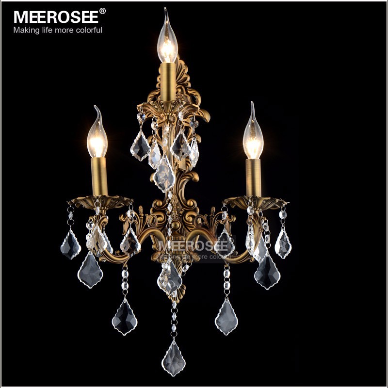 Modern Crystal Wall Light with 1/2/3 Arms in Bronze Finish, Zinc Alloy Crystal Sconces for Bedroom, Living Room, and Dining Room Lighting