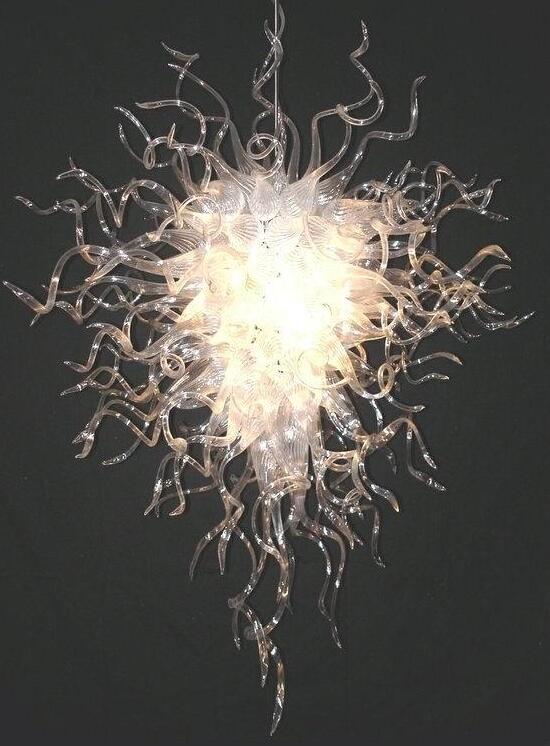 Modern custom white LED crystal chandeliers with noble European-style handcrafted glass pendants