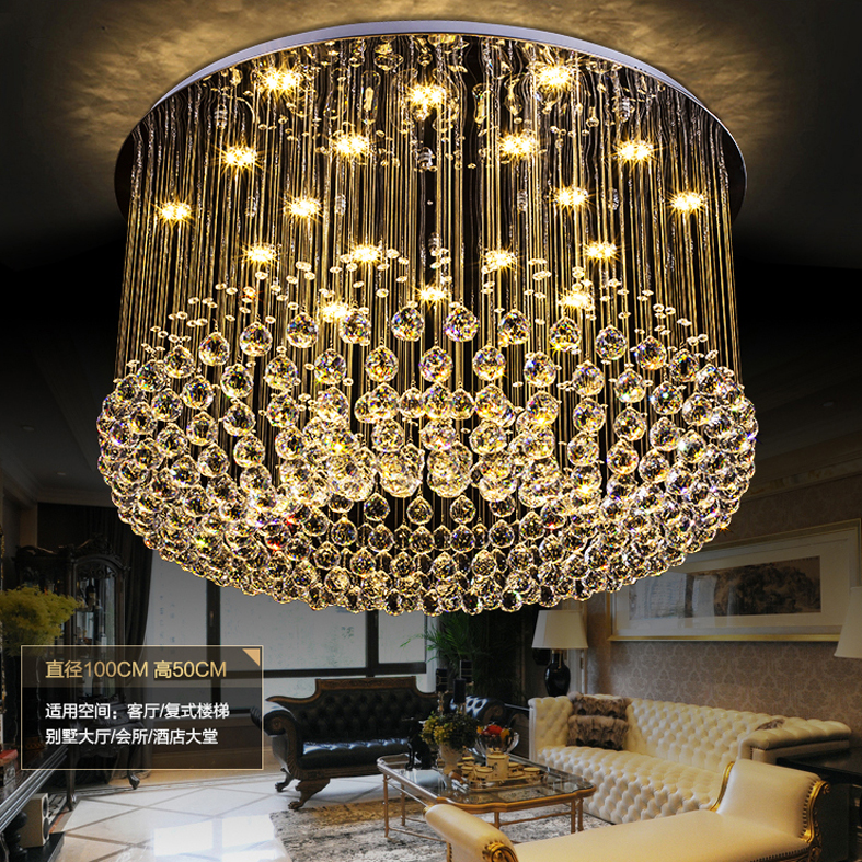 Modern dimmable LED chandelier with crystal accents, featuring 3 light colors for elegant home or hotel pendant lighting