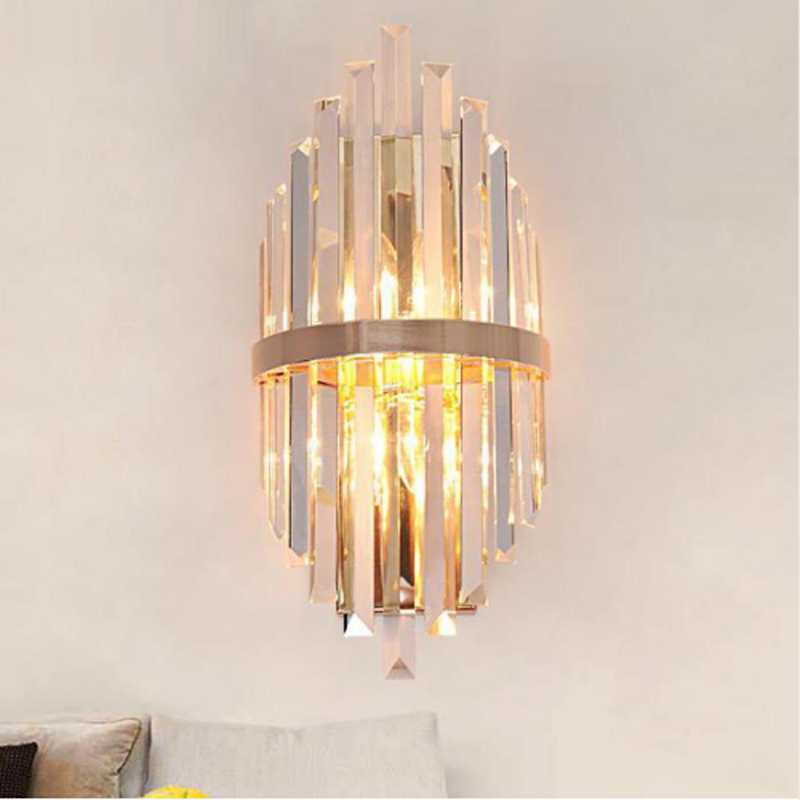 Modern elegant LED crystal wall lamps for bedroom, living room TV backdrop, stair lighting in luxury villas