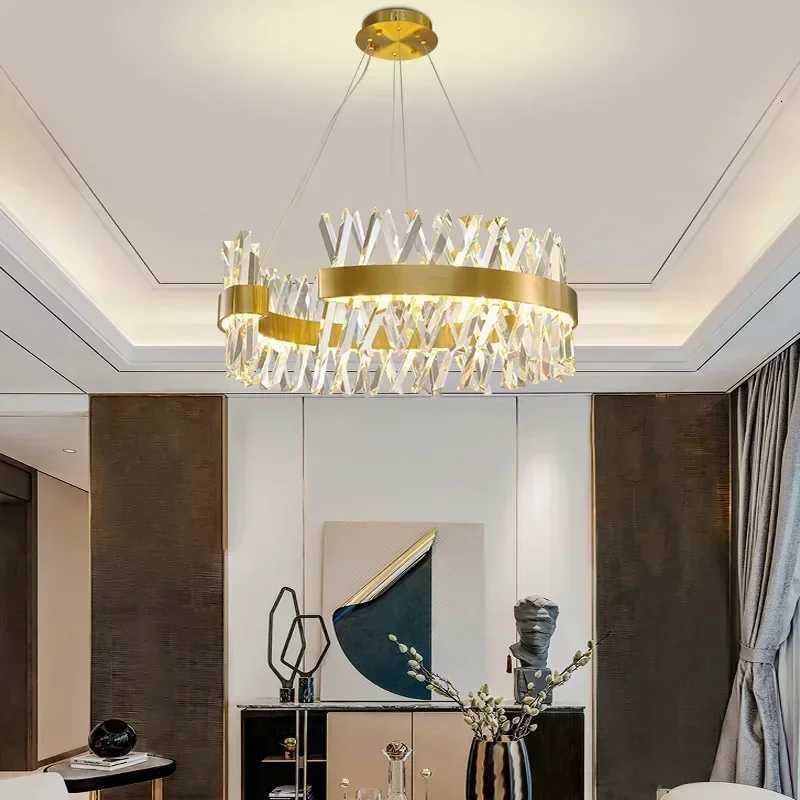 Modern elegant Nordic-style chandelier with K9 crystals for luxurious bedroom and living room lighting