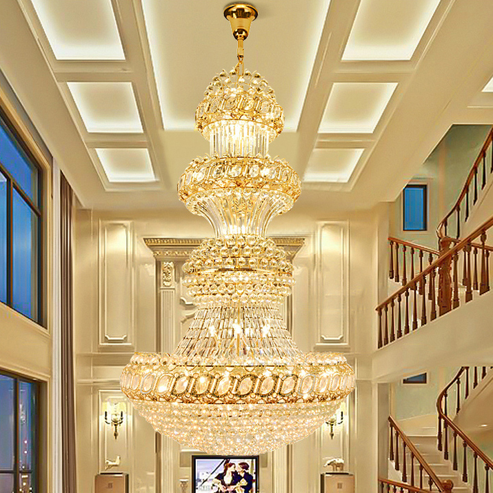 Modern European crystal LED chandeliers for hotels, homes, and indoor spaces, available in 80cm, 100cm, and 120cm diameters