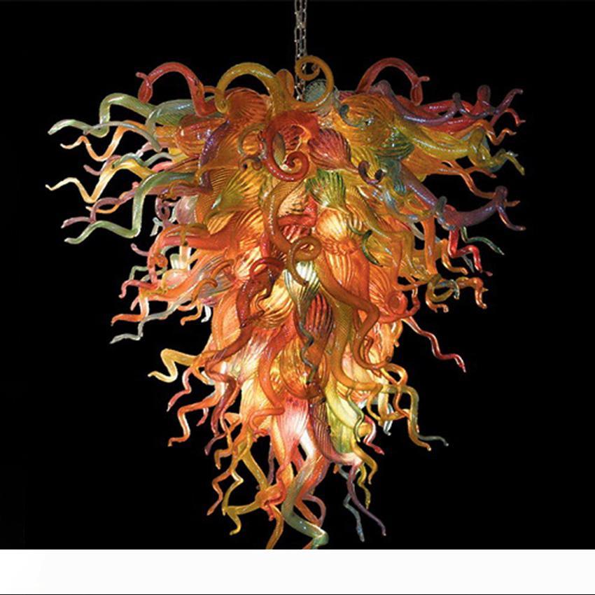 Modern European-style chandelier with multicolored blown glass crystals for elegant home lighting