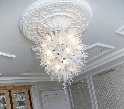 Modern European-style LED chandeliers with handcrafted glass shades for elegant ceiling lighting