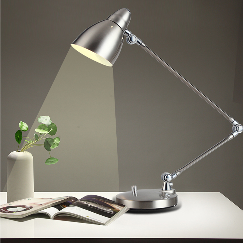 Modern eye-protecting Nordic desk lamp for home office and study, with LED reading light for bedroom and bedside