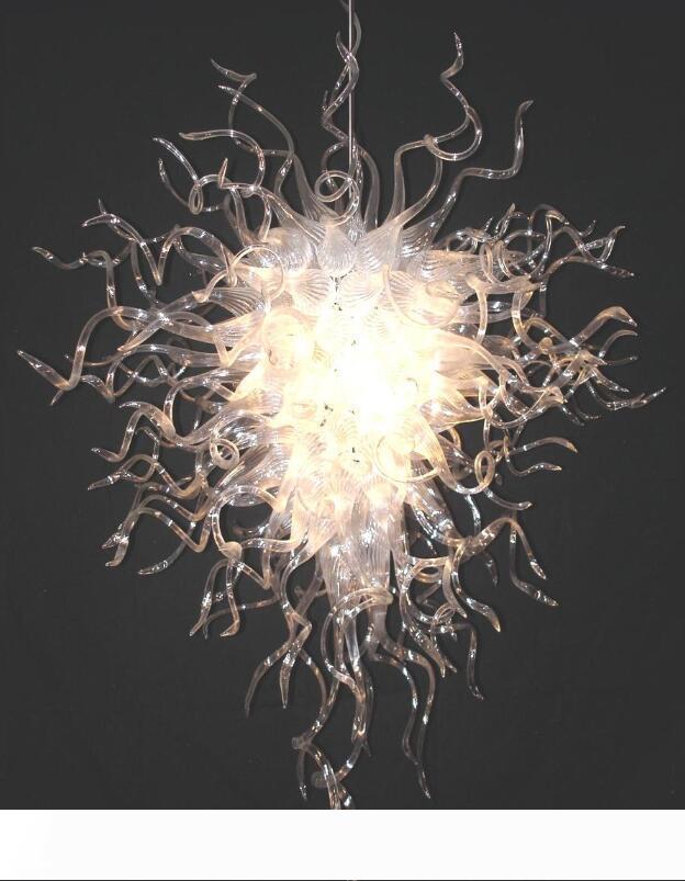 Modern glass art chandelier for elegant hotel and home decor in clear hand-blown American style lighting