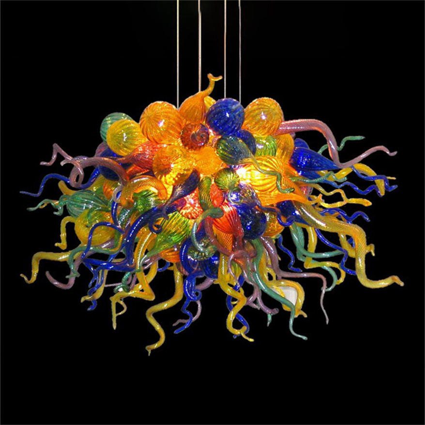 Modern glass pendant lamp featuring a handcrafted floral design, measuring 32x24 inches, with LED lighting for elegant home decor in living spaces