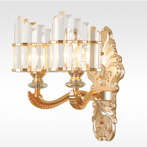 Modern gold crystal wall lamps for American homes, elegant S-gold fixtures ideal for hotel halls and indoor lighting, available in 36x17cm sizes with 1 or 2 lamps