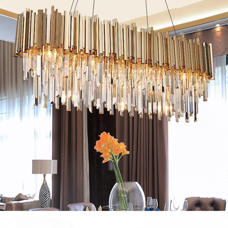 Modern gold LED ellipse chandelier for elegant home and restaurant lighting