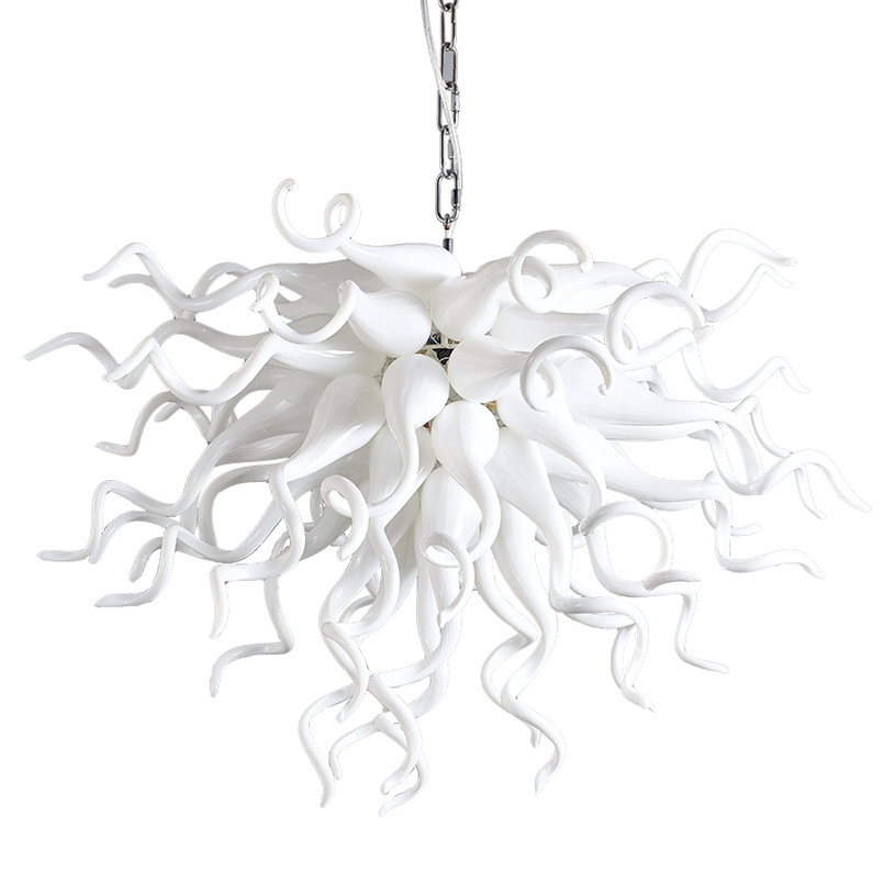 Modern handcrafted glass chandelier with LED bulbs for DIY ceiling lighting in living spaces