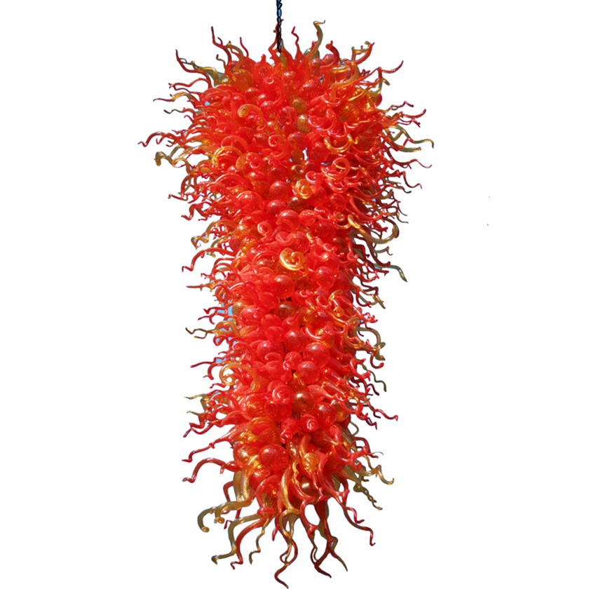 Modern handcrafted red glass chandelier lighting, 100x300cm, ideal for duplex homes, offices, or bedrooms