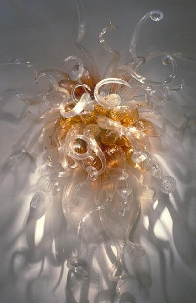 Modern handmade blown glass LED wall lamps with crystal accents, energy-efficient and affordably priced