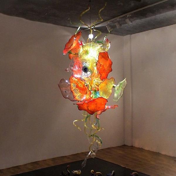 Modern hanging lamp with handcrafted glass petals for ceiling decor