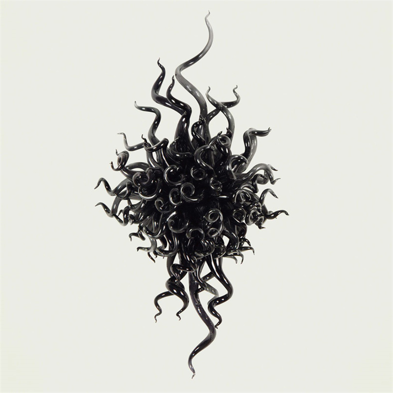 Modern hanging wall lamps featuring hand-blown black Murano glass, handcrafted lighting measuring 60x90cm, ideal for home, bedroom, or living room art decor