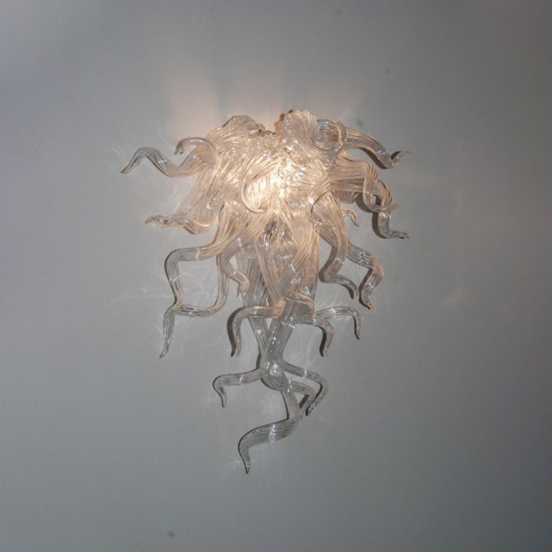 Modern Italian crystal sconce with clear blown glass and factory-direct LED lighting