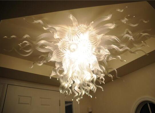 Modern Italian LED chandeliers with handcrafted white glass shades