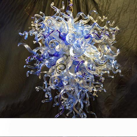 Modern Italian-inspired handcrafted glass pendant light with clear crystal accents