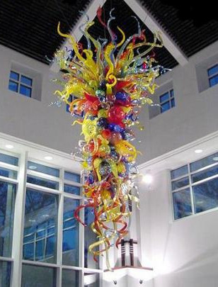 Modern Italian-style blown glass bubble chandelier with LED lighting for elegant villa foyers
