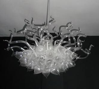 Modern Italian-style hand-blown Murano glass chandeliers in contemporary clear and white designs
