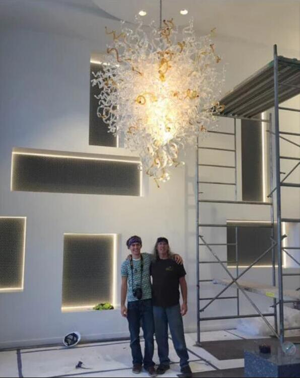 Modern large clear amber glass art chandeliers, new European-style elegant crystal lighting fixtures