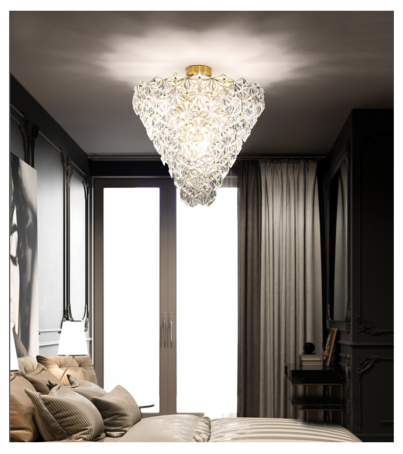 Modern LED ceiling lamps with American crystal glass, ideal for indoor lighting in bedrooms, living rooms, and parlors