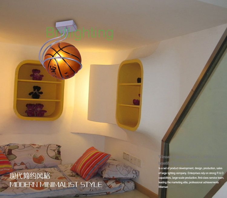 Modern LED ceiling lights for kids' bedroom with basketball and football themes