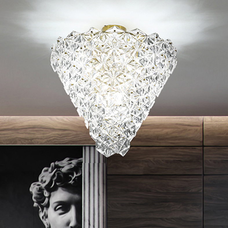 Modern LED ceiling lights with American crystal glass and snow flower design for home lighting in dining, bedroom, and living areas