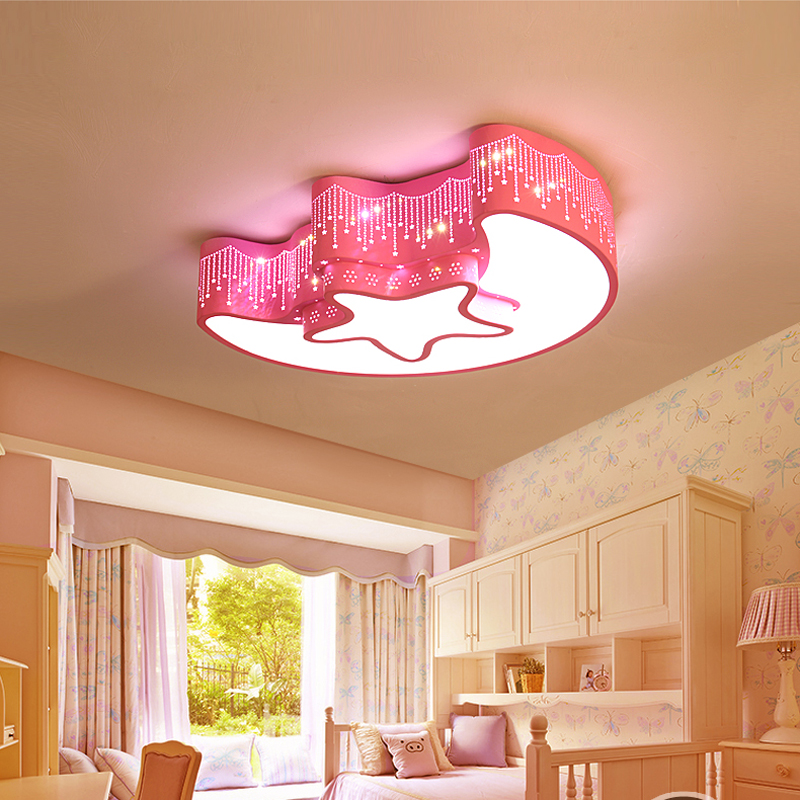 Modern LED ceiling lights with star and moon designs, perfect for kids' bedrooms and early childhood centers