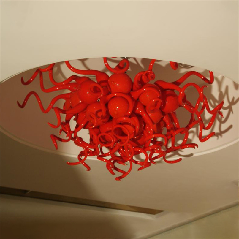 Modern LED chandelier in red Murano glass for elegant living spaces and event venues