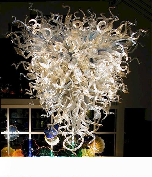 Modern LED chandelier with blown glass pendant lights available locally