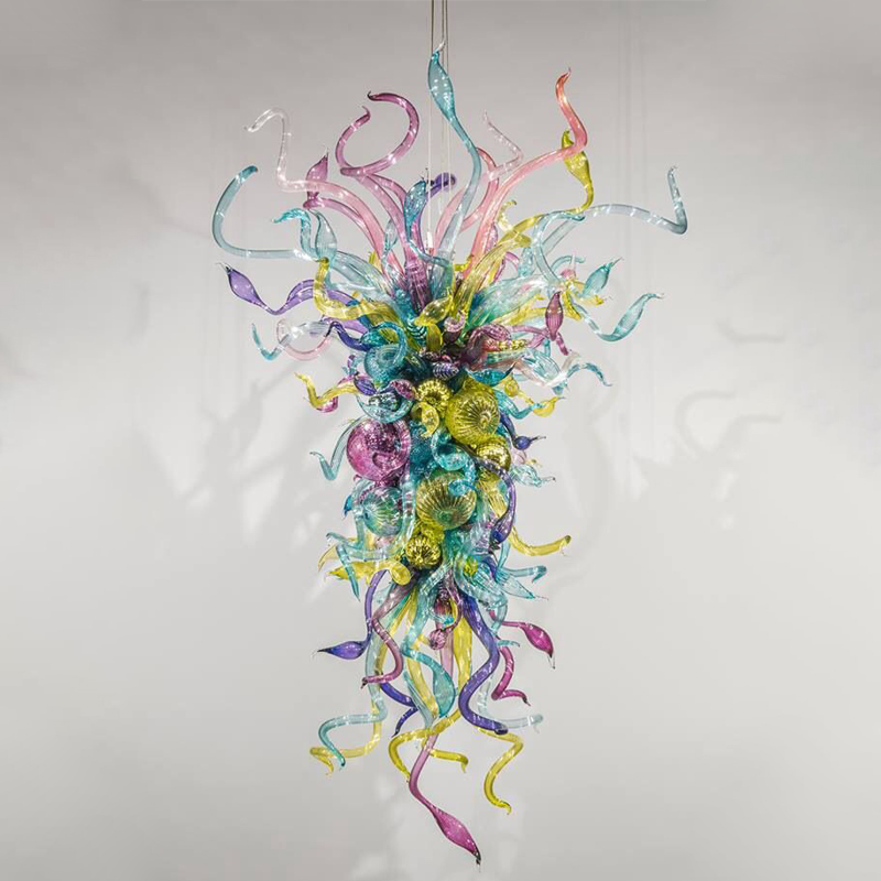 Modern LED chandelier with colorful Murano glass art design for home decor