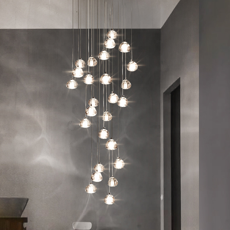 Modern LED chandelier with crystal balls for elegant home lighting