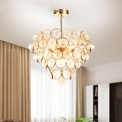 Modern LED chandelier with gold finish and glass balls, dimmable white light for living rooms