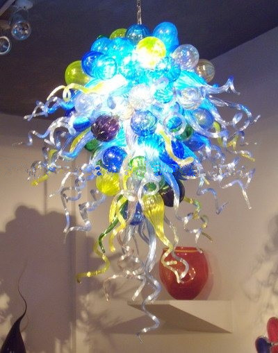 Modern LED chandelier with hand-blown glass balls for living and dining rooms, compatible with 110V/240V AC