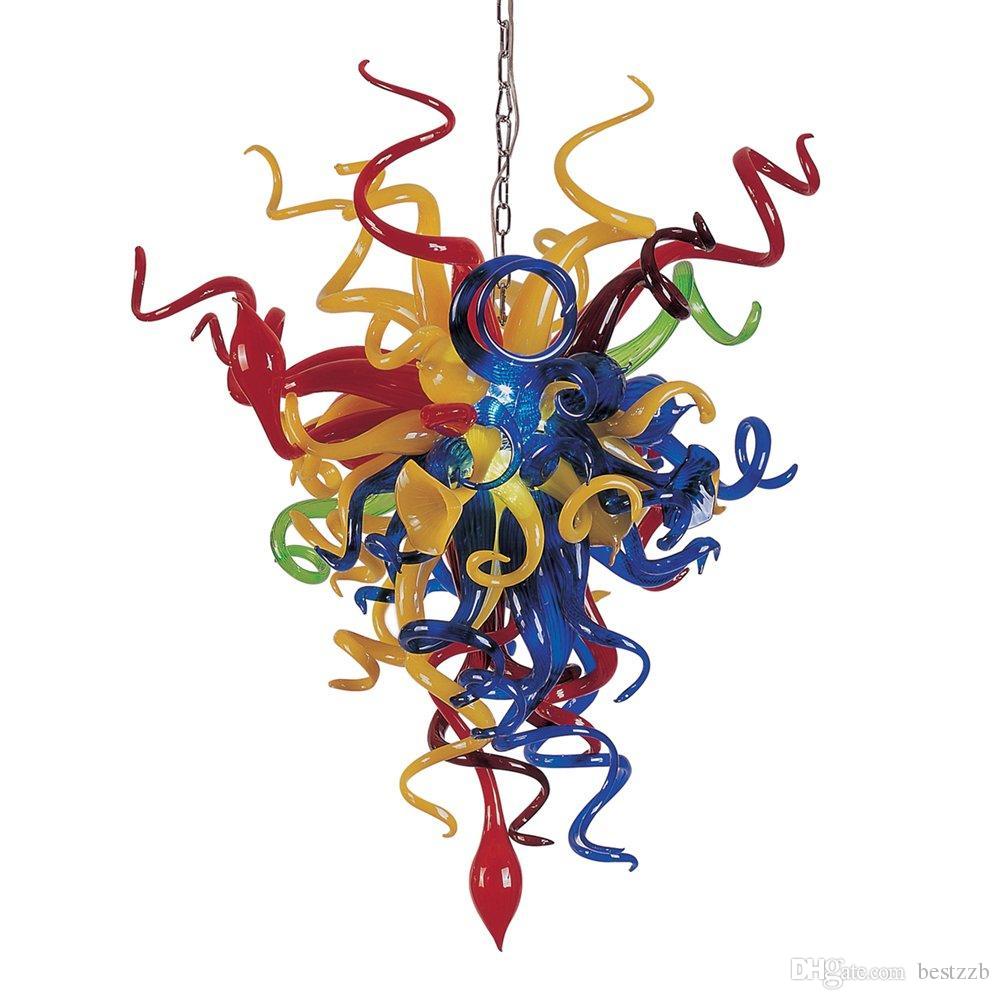 Modern LED Chandelier with Hand-Blown Glass in Vibrant Colors for Ballroom Lighting