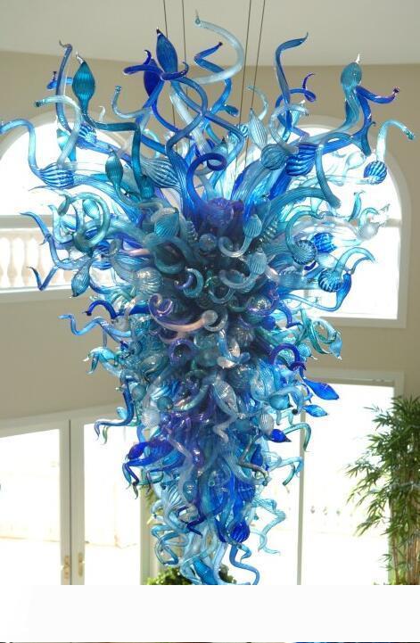Modern LED chandelier with handcrafted glass and customizable design for elegant home decor