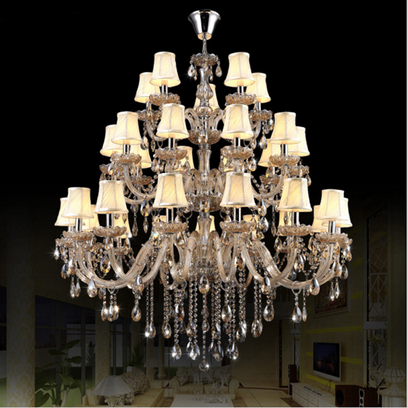 modern LED chandelier with shades for hotel interior lighting, large pendant lamps for hall decor