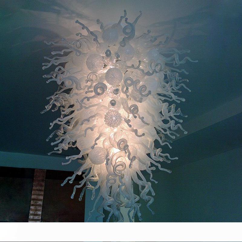 Modern LED chandelier with white crystal and hand-blown glass for ceiling lighting