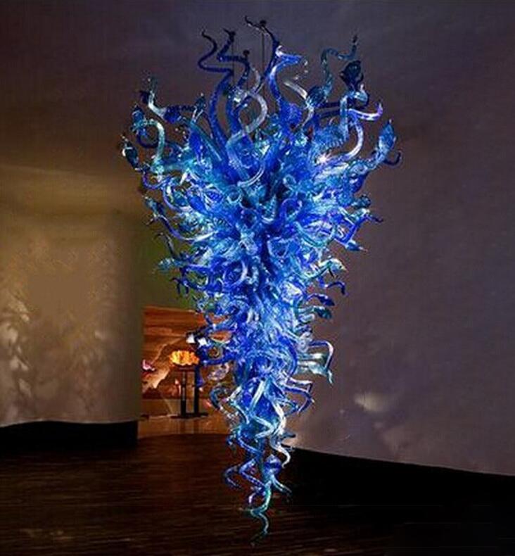 Modern LED chandeliers featuring large blue glass designs, inspired by Murano's hand-blown glass artistry, perfect for home and room decoration lighting

Elegant pendant lights crafted from hand-bl...