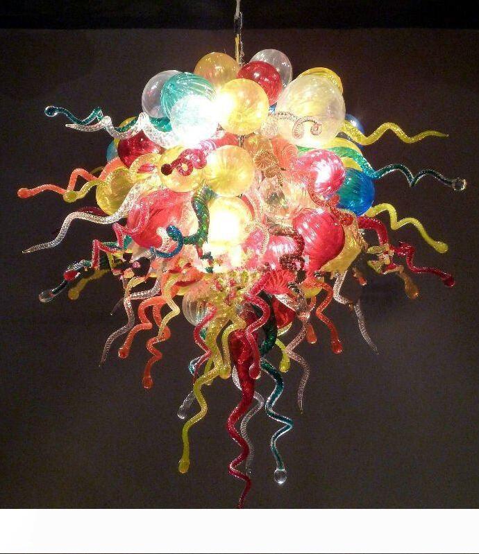 Modern LED chandeliers with European-style blown glass bubbles and crystal art lighting for hotel decoration