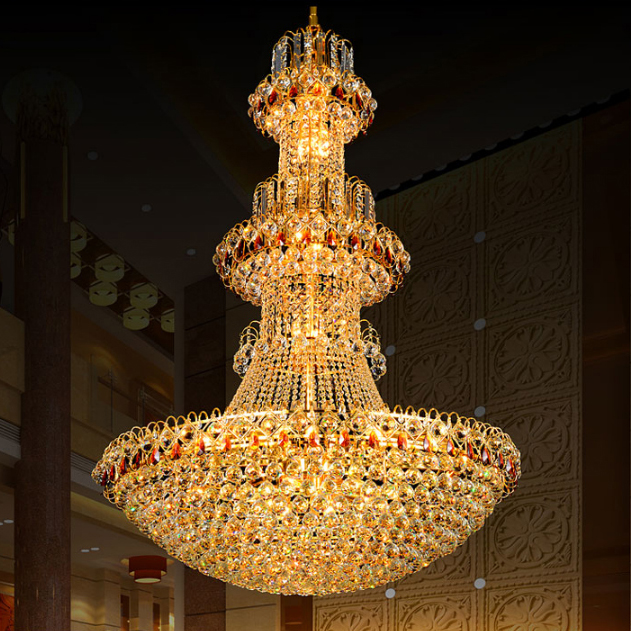 Modern LED chandeliers with gold crystal accents for elegant indoor lighting in homes, hotels, and malls