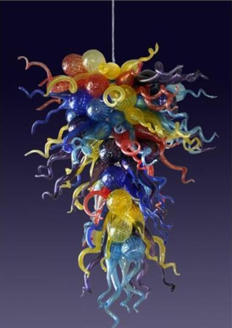 Modern LED chandeliers with hand-blown Murano glass in curly and ball designs for restaurants and cafes