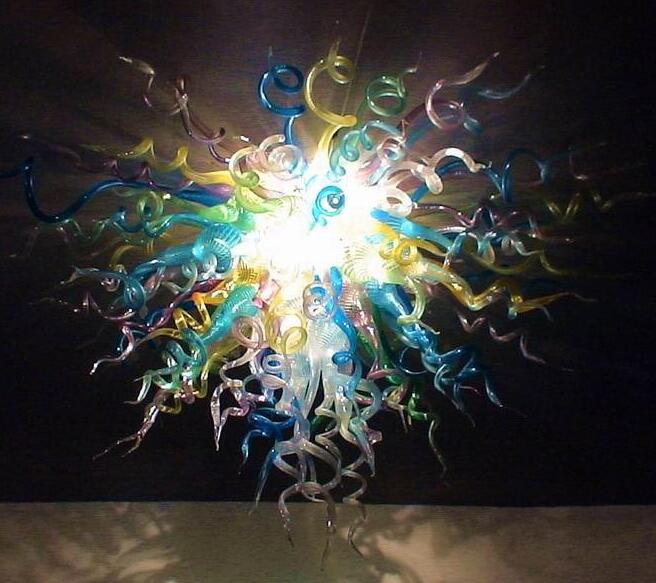Modern LED chandeliers with handcrafted crystal and blown glass pendants in custom art lighting styles