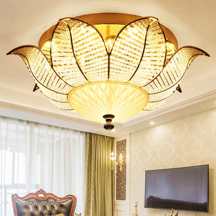 Modern LED crystal ceiling lamp with dimmable 3-color lighting, sunflower design for romantic American-style home decor