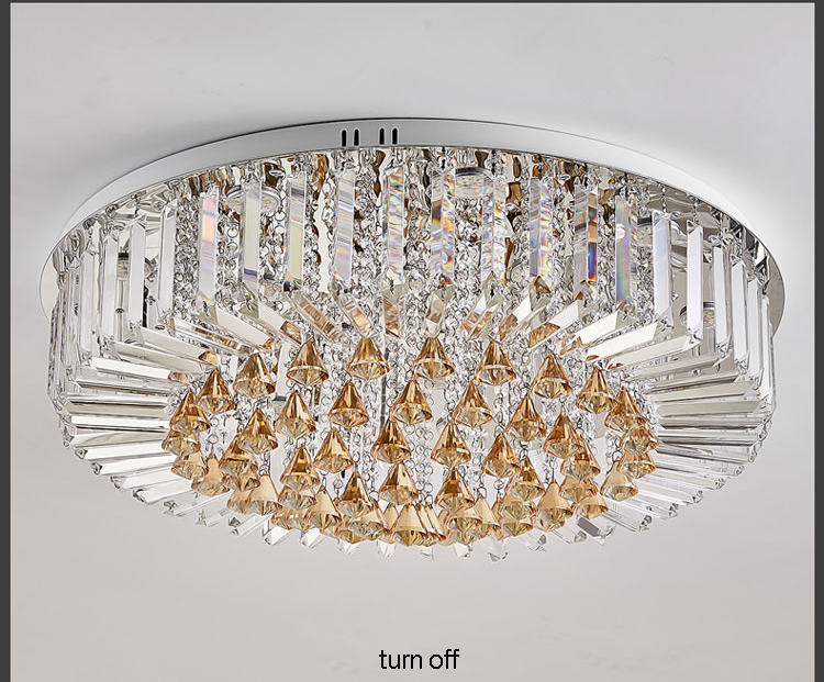 Modern LED crystal ceiling light with remote, dimmable in three white tones for home interiors