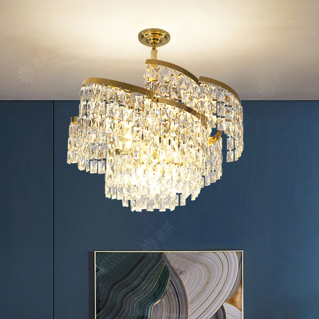 Modern LED crystal chandelier - American luxury lighting fixture for living and dining rooms, available in 50cm, 60cm, 80cm, 100cm diameters