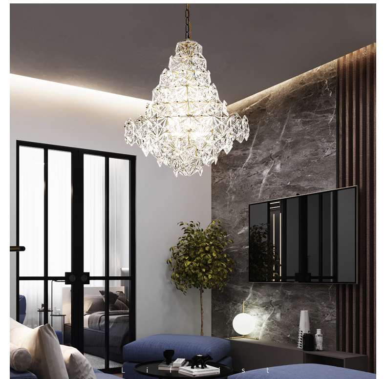 Modern LED crystal chandelier pendant lights with dimmable feature for dining and living spaces